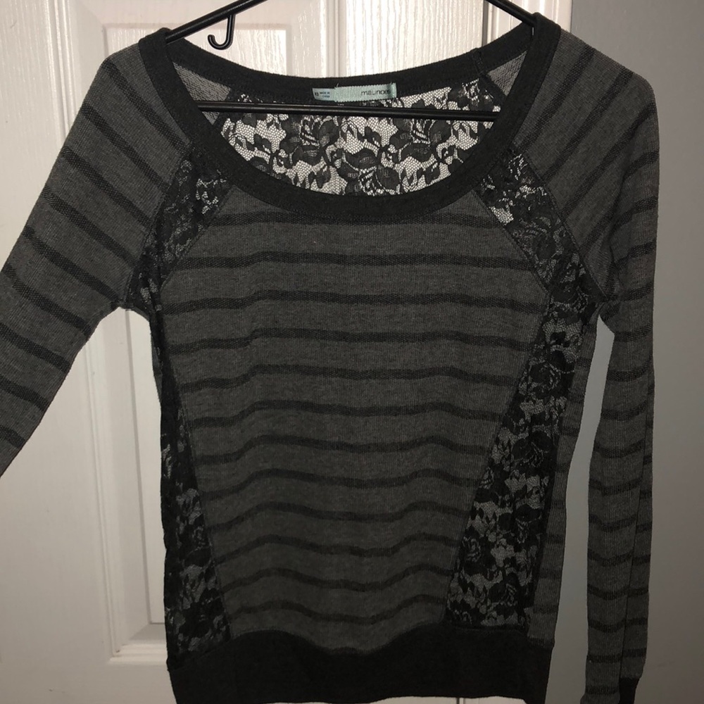 Striped long sleeve shirt with lace from Maurices